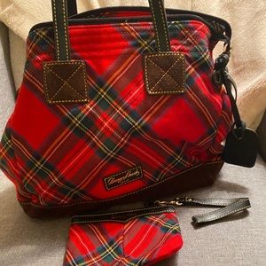 Dooney and Bourke tartan fabric bag with wristlet